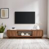 Modern Fluted Door Minimalist TV Stand For TVs Up To 80" - Mocha - Image 4