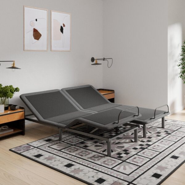 King Size Flex Head Quick Assembly Adjustable Bed Frame With Voice Activated Controls - Black