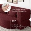 Modern Floor Sofa With 2 Pillows, Convertible Teddy Fabric Foam Filled Sleeper Sofa Bed, Full Size Folding Mattress For Living Room Guest Bed, Playroom, No Assembly Required - Burgundy - Image 12