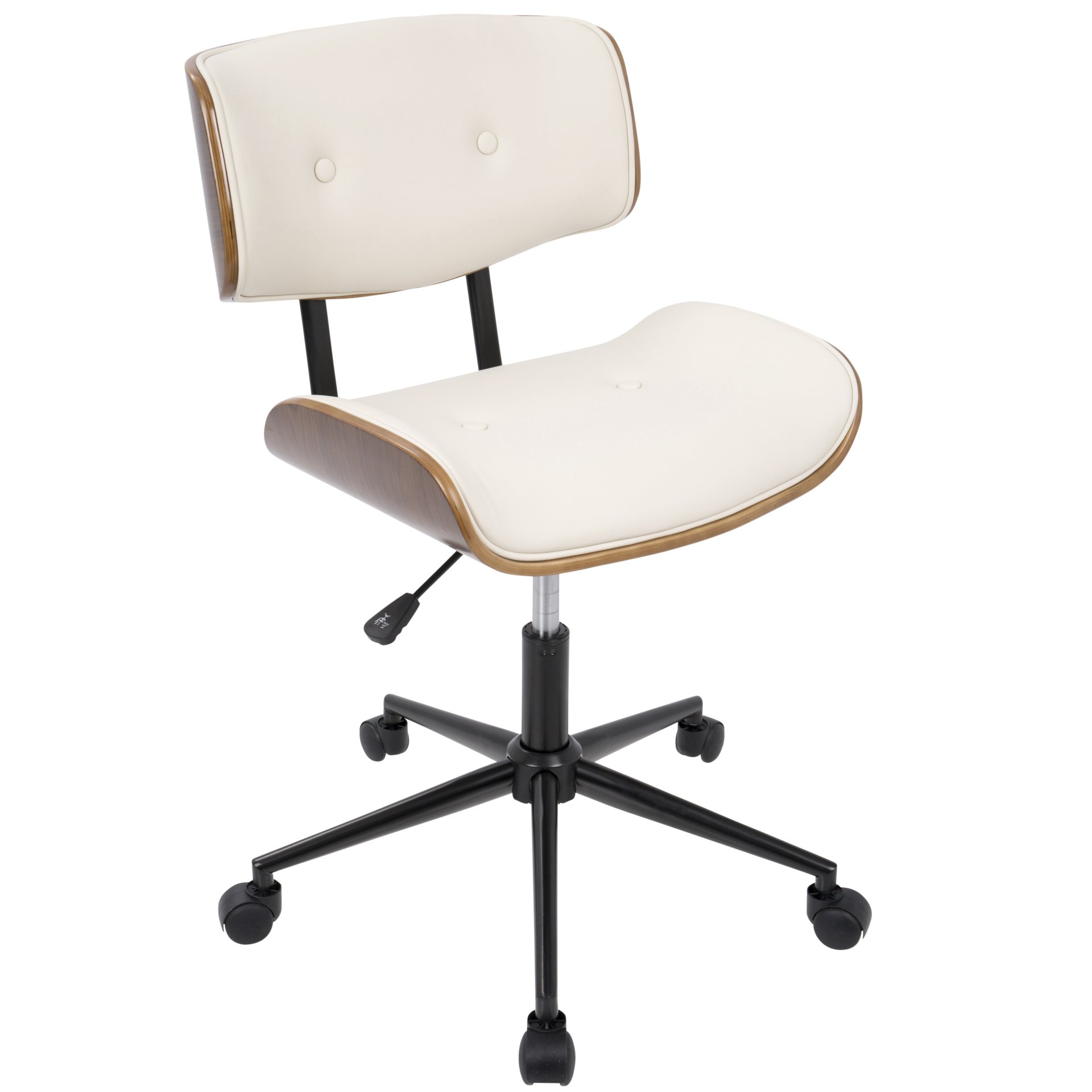 Lombardi - Mid-Century Modern Adjustable Office Chair With Swivel - Walnut / Cream - Image 2