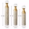 Mother's Day Gift Set Gilded White 3D Relief Flower Metal Vase Set - White / Gold - Image 3