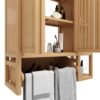 Elegant Bamboo Wall Mounted Bathroom Cabinet With Storage For Toiletries And Towels - Neutral - Image 12