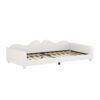 Twin Size Upholstered Daybed, Sherpa Fabric Sofabed With Cloud-Shaped Backrest, No Box - Spring Needed - White - Image 9