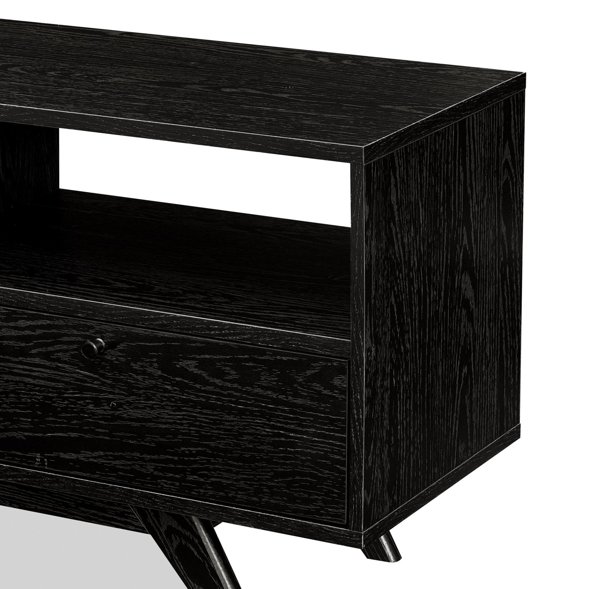 Modern Scandi 3 Door Low Profile TV Stand For TVs Up To 80" - Black - Image 4