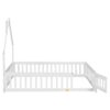 Full House-Shaped Headboard Floor Bed With Fence - White - Image 11