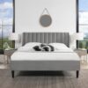 Aspen - Queen Vertical Tufted Modern Headboard Platform Bed Set - Opal Gray - Image 16