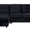Ivy - Velvet Reversible Sleeper Sectional Sofa With Storage Chaise And Side Pocket - Black - Image 2