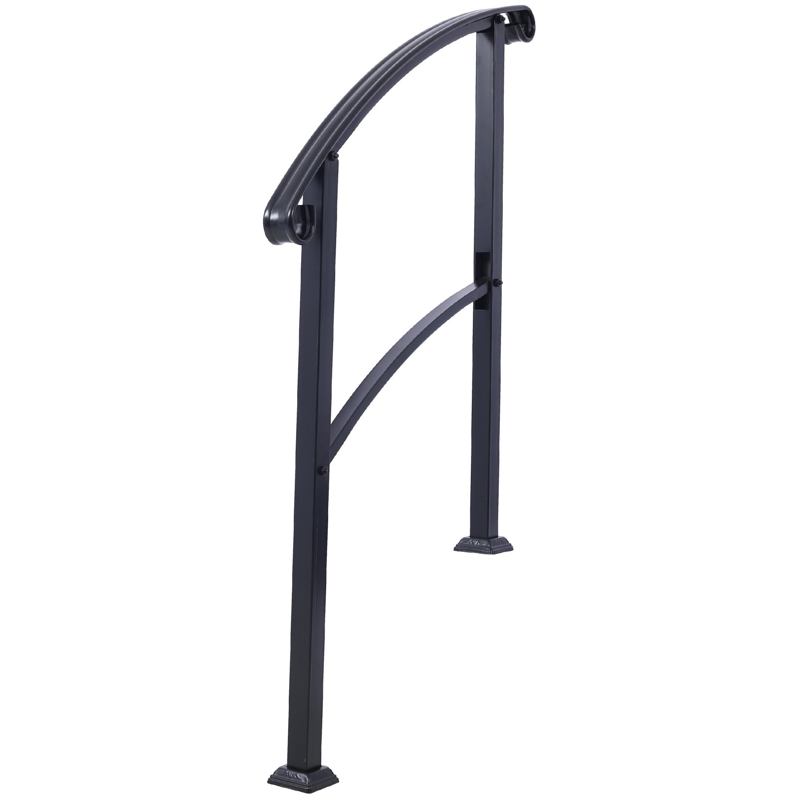 Handrails For Outdoor Steps, Fit 1 Or 3 Steps Outdoor Stair Railing, Flexible Front Porch Hand Rail, Transitional Handrails For Concrete Steps Or Wooden Stairs - Black - Image 8