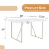 Industrial Rectangular Style Dining Table For 4 - 6 People With Thick Top And Metal Legs Frame - White - Image 3