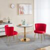 Modern Dining Chair (Set of 2) With Velvet Backrest And Iron Tube en Legs For Dining Room Or Cafe - Red - Image 7