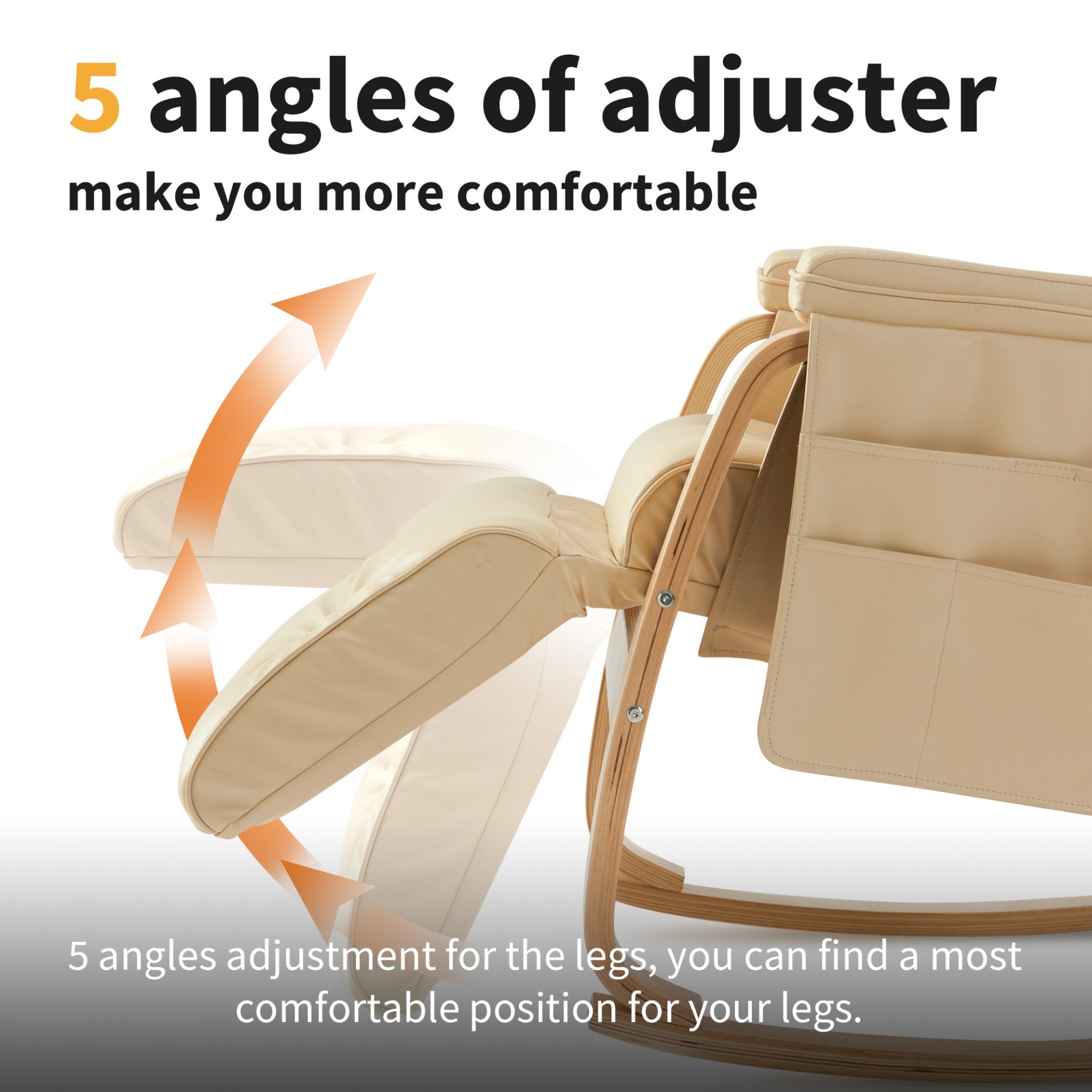 Massage Comfortable Relax Rocking Chair - Cream - Image 5