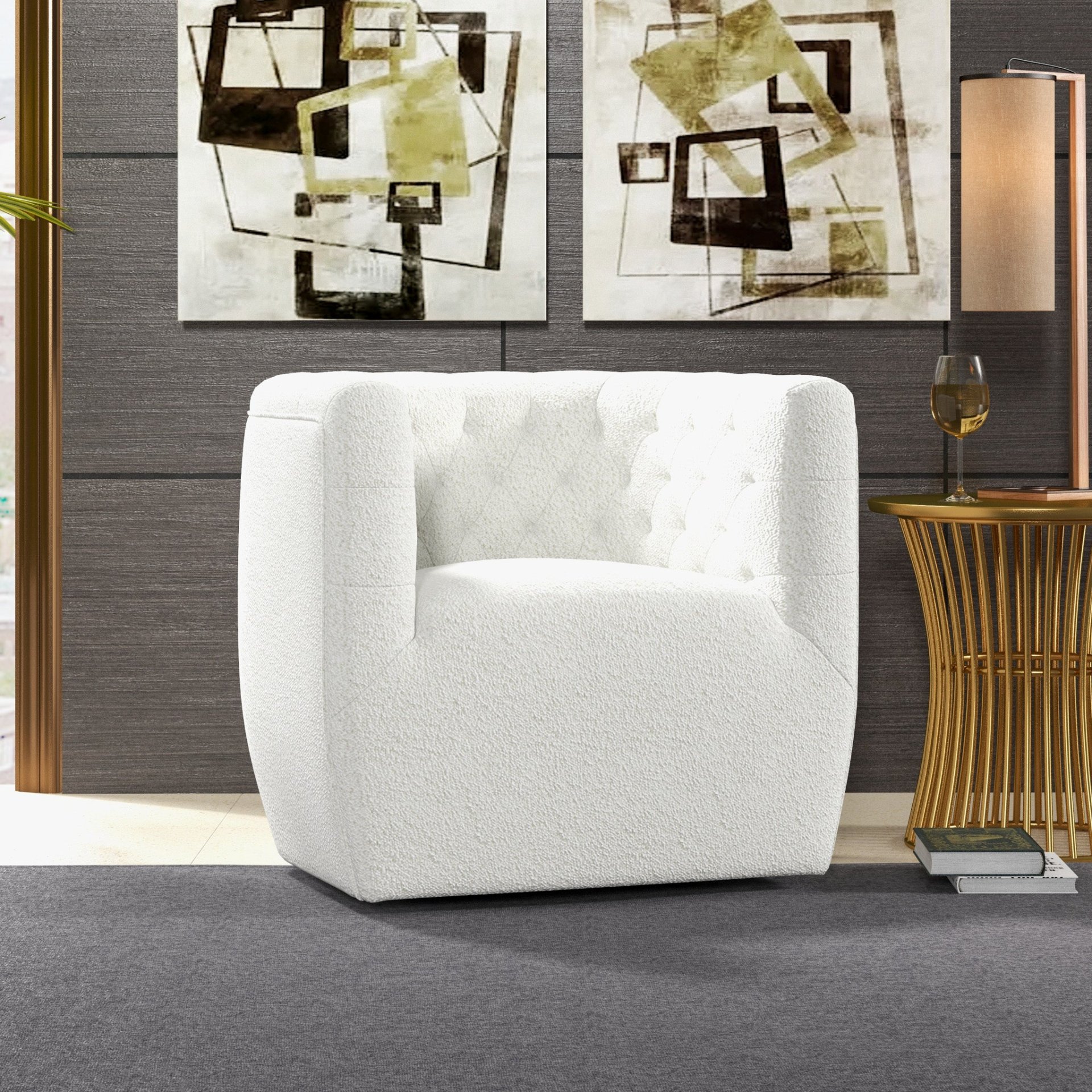 Delaney - Swivel Chair - Fabric - Beige - Image 8