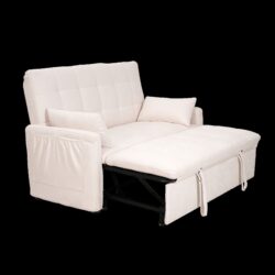 Balus - 2 In 1 Convertible Sofa Bed With Storage And Adjustable Backrest - Beige
