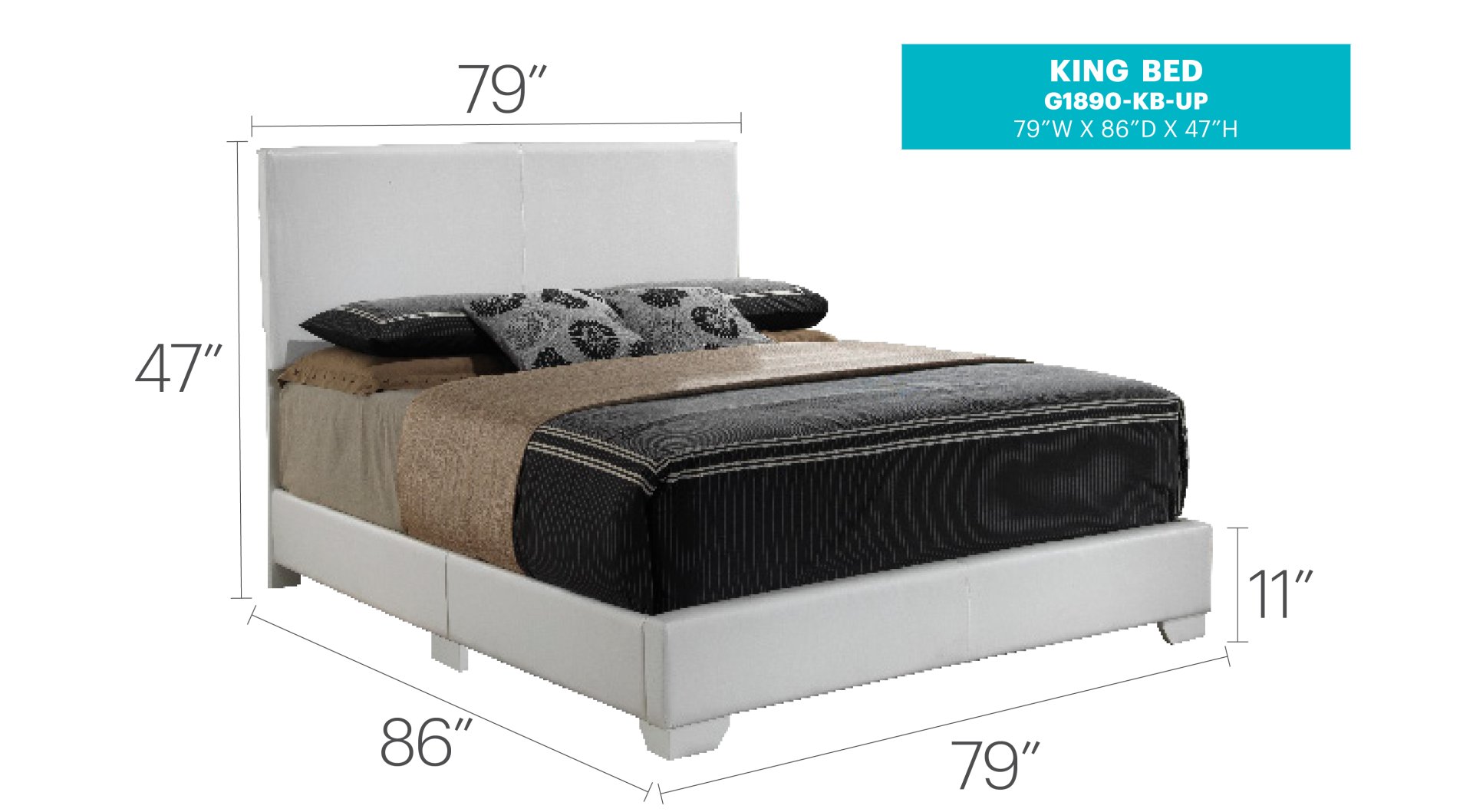Aaron - King Bed - White - Image 2