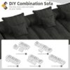 Modern Oversized Modular Sectional Sofa, Sparkling Fabric Soft Cushion Sofa With 6 Pillows, 6 Pieces Diy Combination Tufted Sofa, No Assembly Required - Black - Image 15