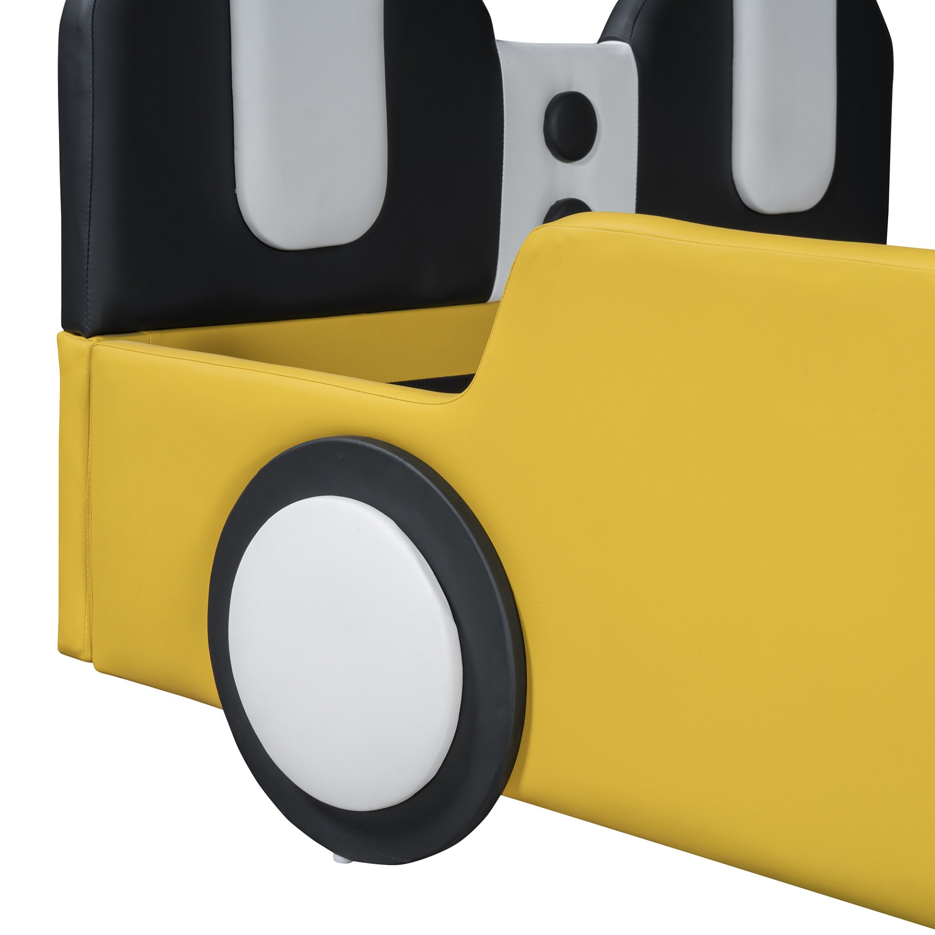 Twin Size Race Car Shaped Platform Bed With Wheels - Yellow - Image 5