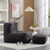 Fluffy Bean Bag Chair, Comfortable Bean Bag For Adults And Children, Super Soft Lazy Sofa Chair With Memory Foam And Ottoman, Indoor Modern Focus Bean Bag Chair For Living Room, Bedroom, Apartment - Black - Image 7