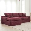 Cloud Sectional Sofa Upholstered Sofa Couch With Double-Layer Cushion And Side Pockets - Red - Image 12