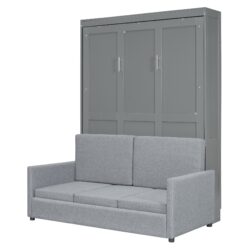 Full Size Murphy Wall Bed With Cushion - Gray