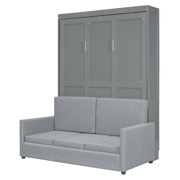 Full Size Murphy Wall Bed With Cushion - Gray