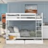 Full Over Full Bunk Bed With Ladders And 2 Storage Drawers - White - Image 11