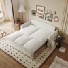 Pull Out Sofa Bed, 3 Seat Convertible Sleeper Sofa With 2 In 1 Pillow And Blanket Set Multifunctional Velvet Loveseat Bed - Beige - Image 2