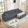 Modern Minimalist L Shape Modular Sectional Sofa With Compressed Corduroy Upholstery - Gray - Image 12