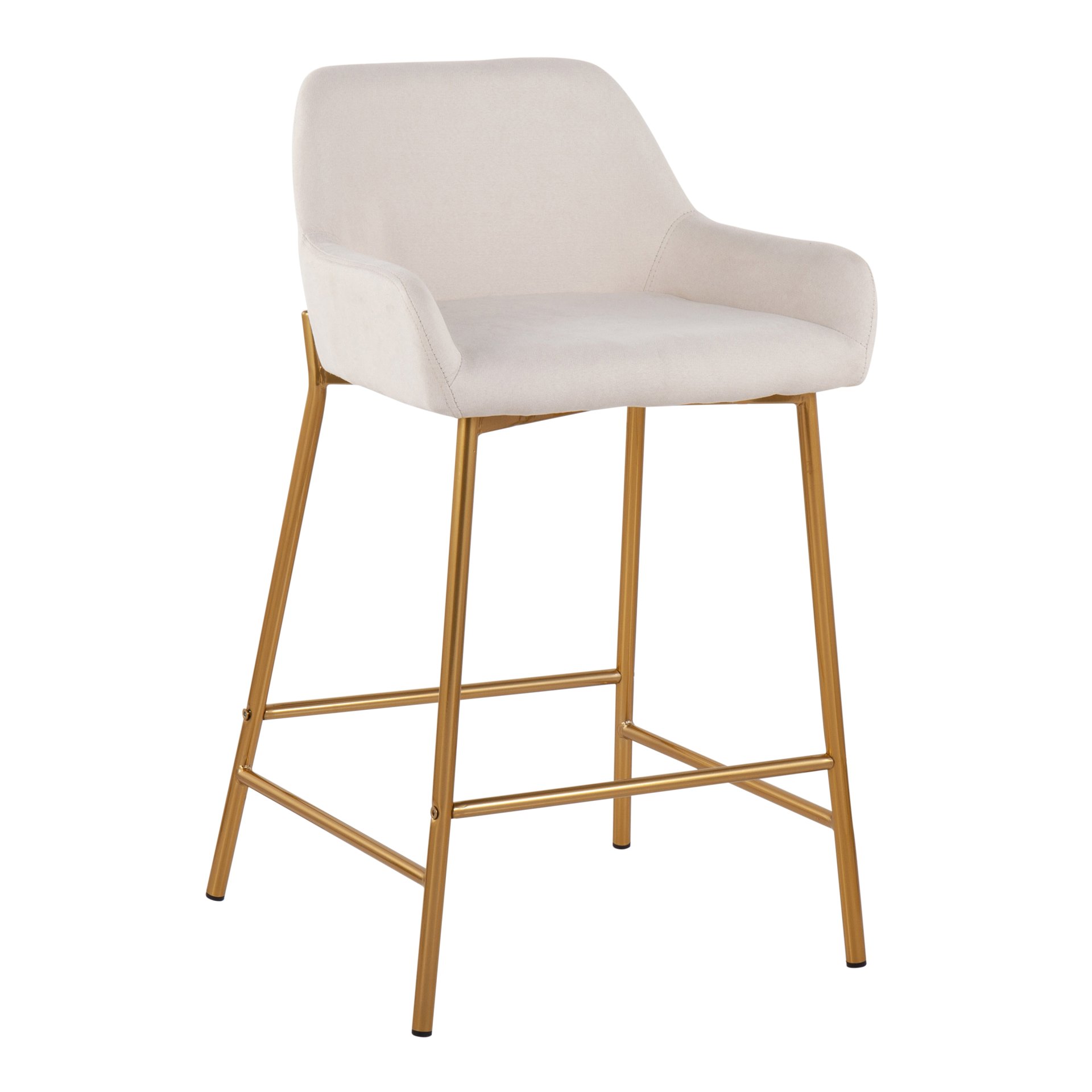 Daniella - Contemporary / Glam Fixed Height Counter Stool (Set of 2) - Gold / Cream - Image 2