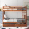 Full Over Full Bunk Bed With Ladders And 2 Storage Drawers - Walnut - Image 11