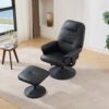 Massage Recliner Chair With Ottoman 360° Swivel Reclining Chair With Wrapped Base 5 Point Vibration Massage Seat Heating And 140° Adjustable Backrest - Black - Image 9