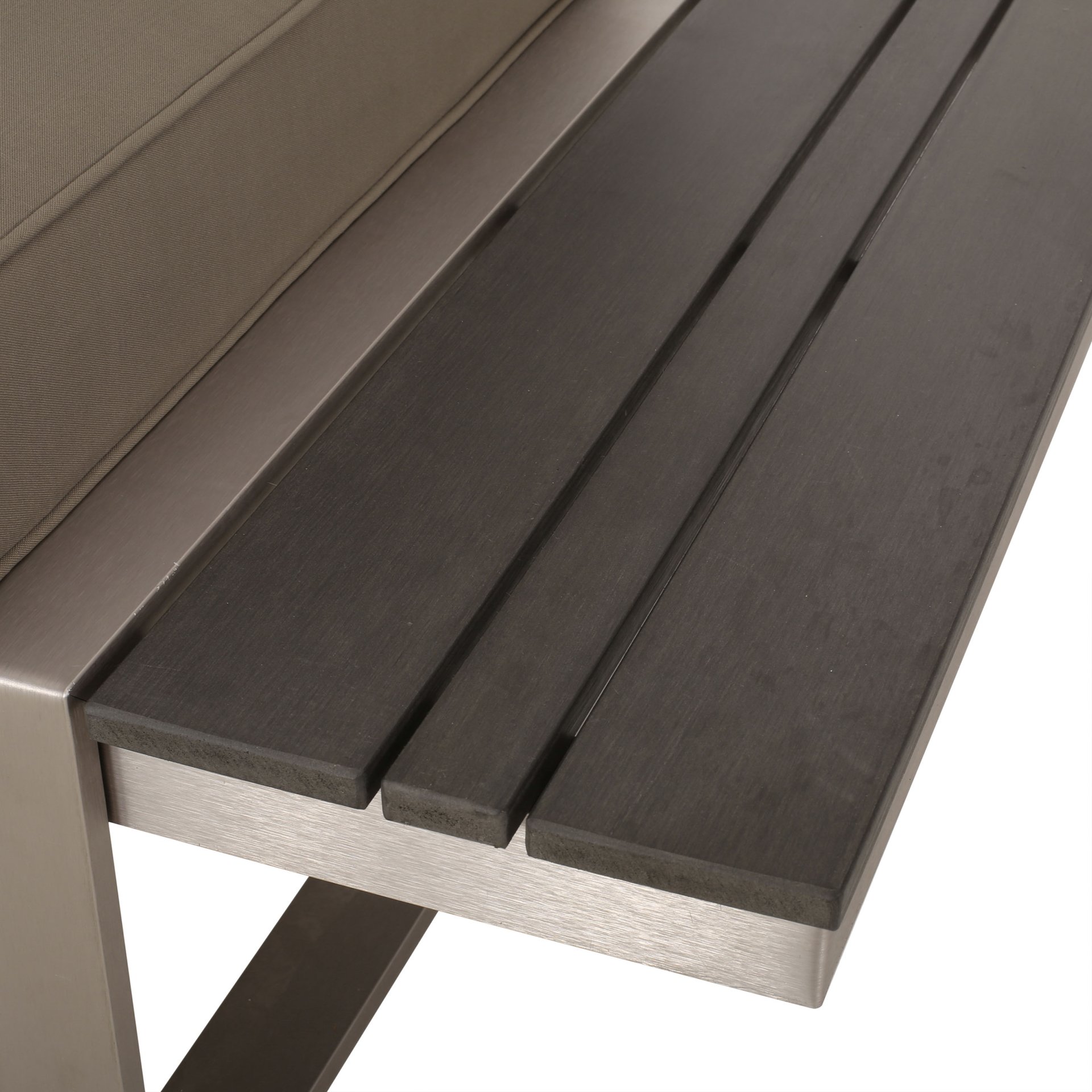 Sterling - Outdoor Aluminum V Shaped 5 Seater Sofa Set With Cushions - Gray / Khaki / Silver - Image 11