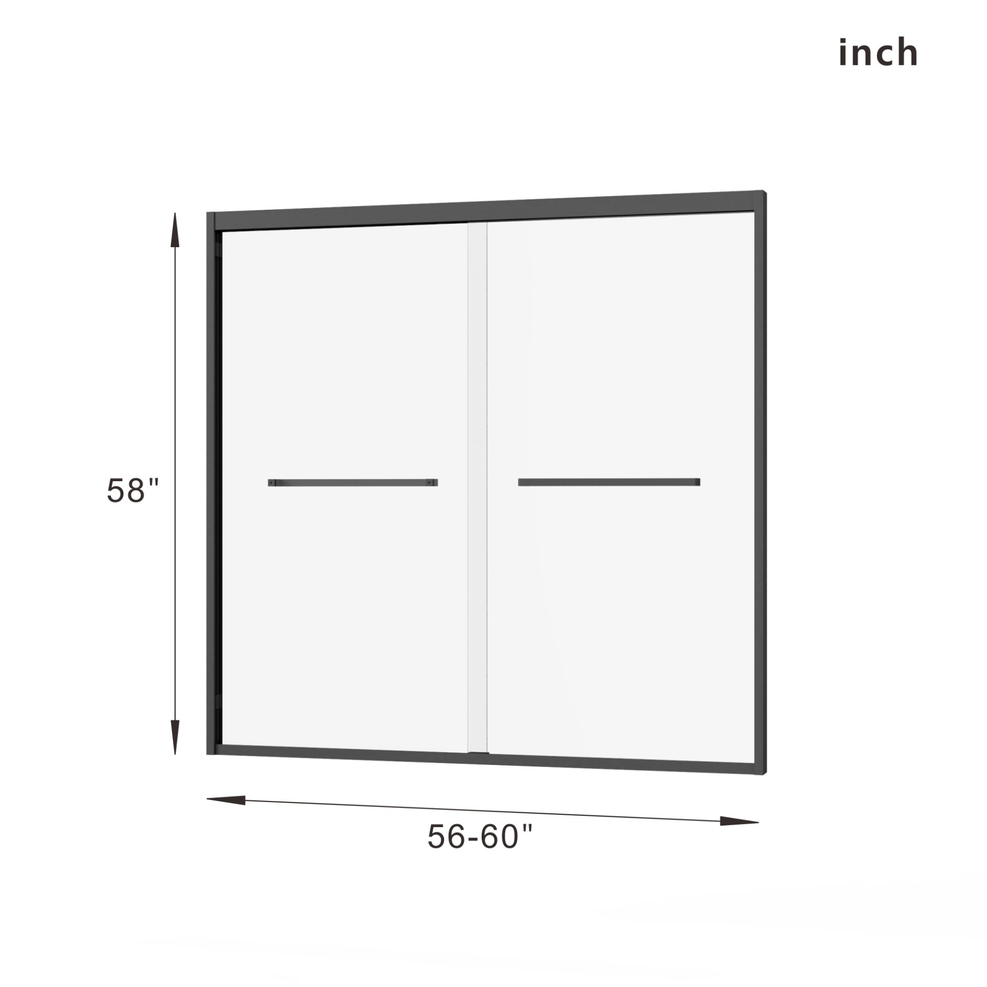 Double Sliding Bathtub Shower Door With Sgcc Clear Tempered Glass - Matte Black - Image 10