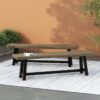 Cloud - Outdoor Bench With Acacia Wood Frame And Slat Panel Design (Set of 2) - Sandblast Gray / Black - Image 6