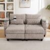 Convertible Chaise Lounge Loveseat Sofa Bed With USB Ports, Cup Holders, Phone Holder, Storage - Brown - Image 6