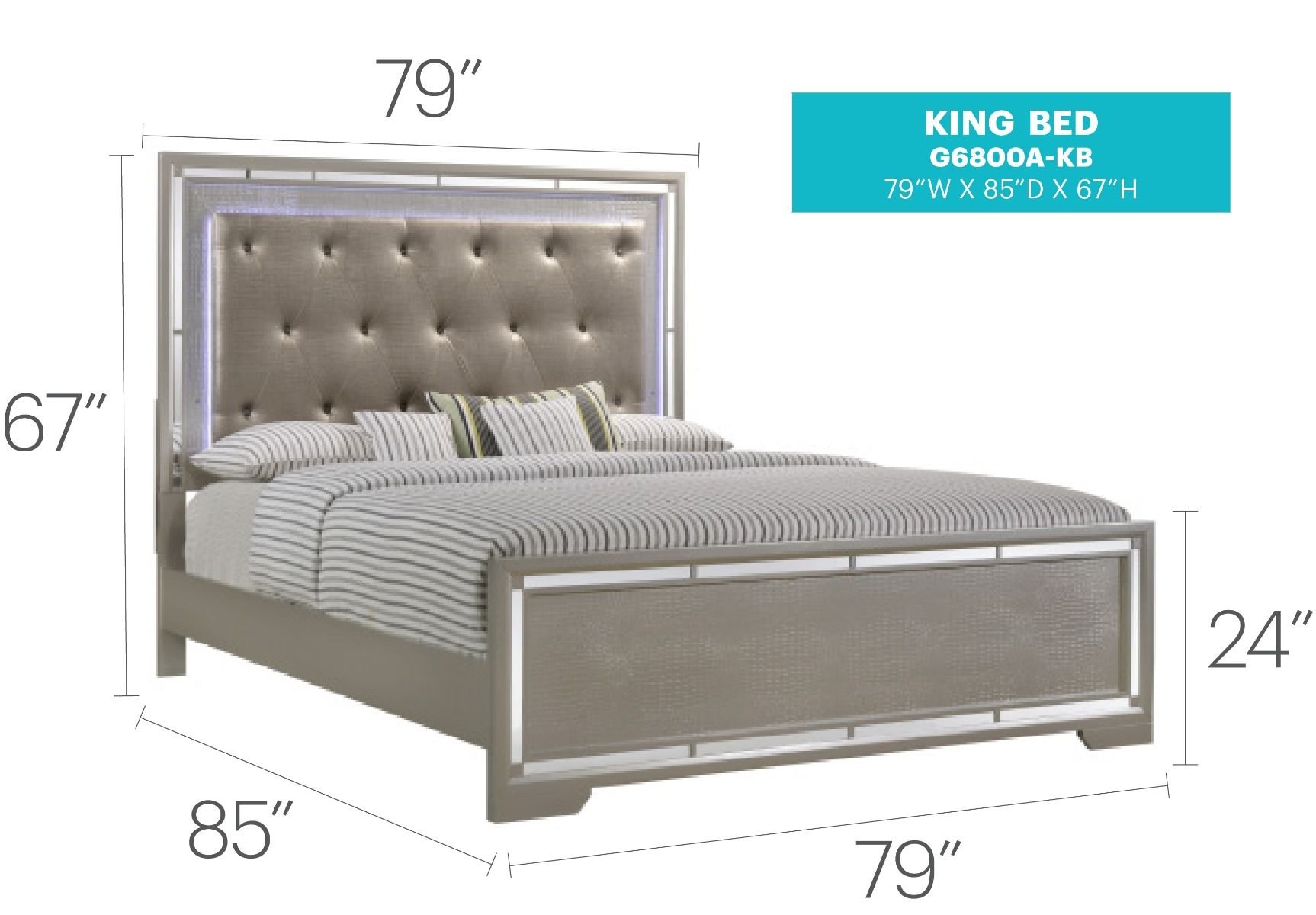 Alana - King Bed - Silver Champagne - Image 5