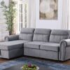 Ashton - Velvet Fabric Reversible Sleeper Sectional Sofa Chaise - Gray - Image 10