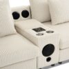 Sectional With Bluetooth Speakers L Shaped Couch With Console USB Charger, Cup Holders Storage Ottoman Deep And Wide Seat Cloud Sofa - Cream - Image 14