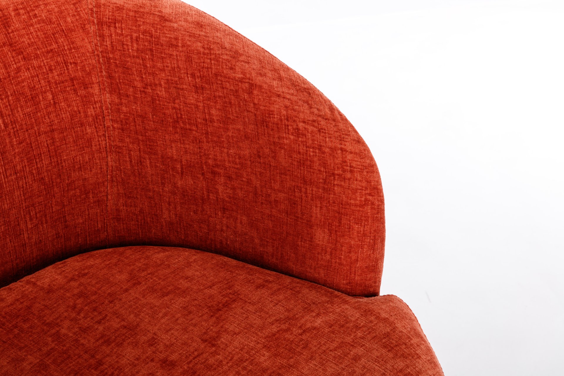 Chenille Fabric Swivel Accent Armchair Barrel Chair With Black Powder Coating Metal Ring - Orange - Image 19