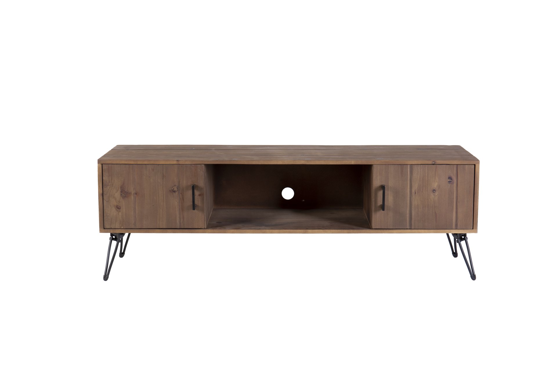 Industrial Style Reclaimed Wood Media TV Stand With Storage Cabinet For Living Media Room - Natural - Image 2