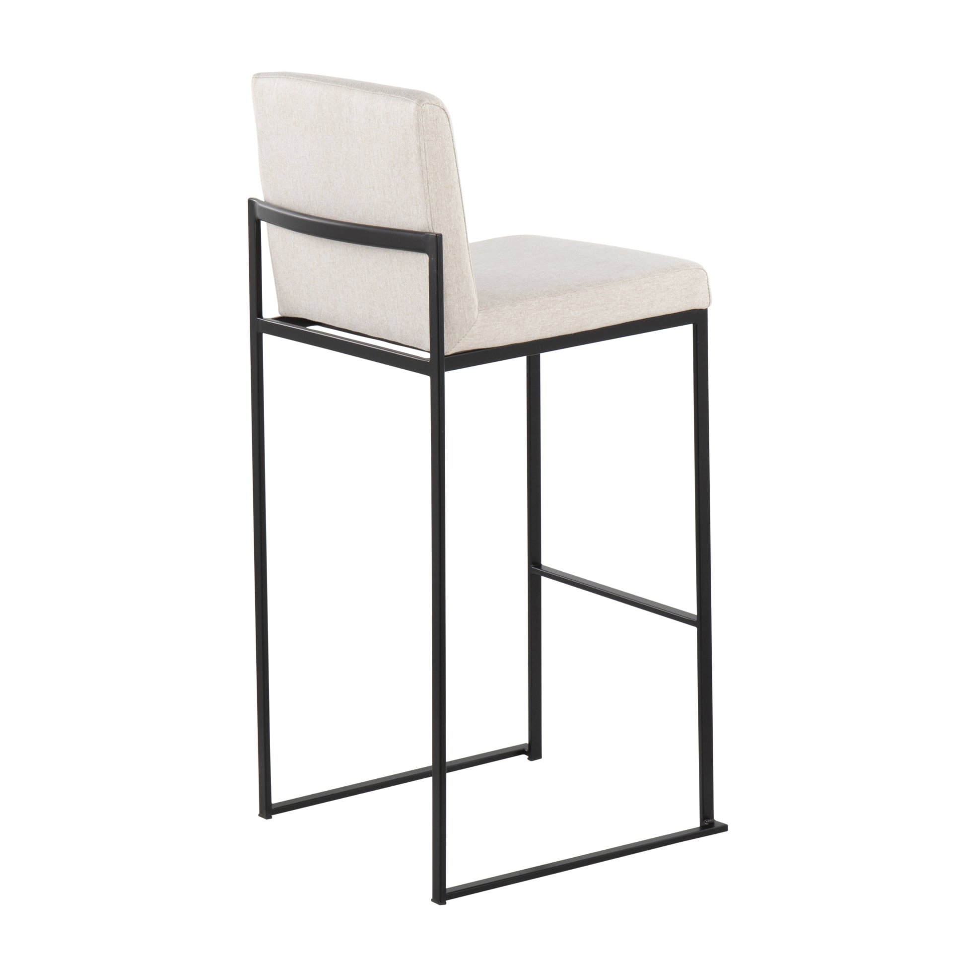 Fuji - Contemporary High Back Barstool (Set of 2) - Black / Beige - Image 4