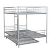 Full Over Full Metal Bunk Bed With Trundle - Silver - Image 5