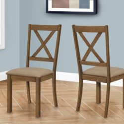 Dining Chair Side, Upholstered For Dining Room, Transitional (Set of 2) - Beige
