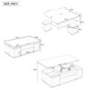 Lift Top Coffee Table With 4 Storage Stools, Multi Functional Adjustable Coffee Table For Living Room - Black - Image 2