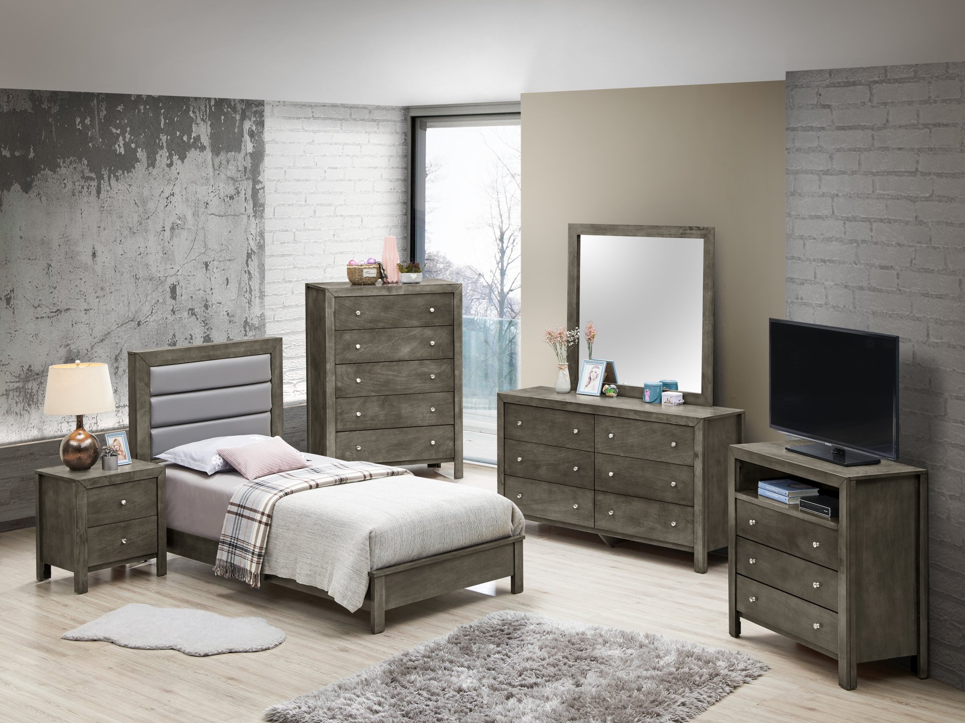 Twin Bed For Modern Spaces - Gray - Image 3