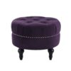 Dawn - Tufted Round Ottoman Nailhead Accents - Purple - Image 2