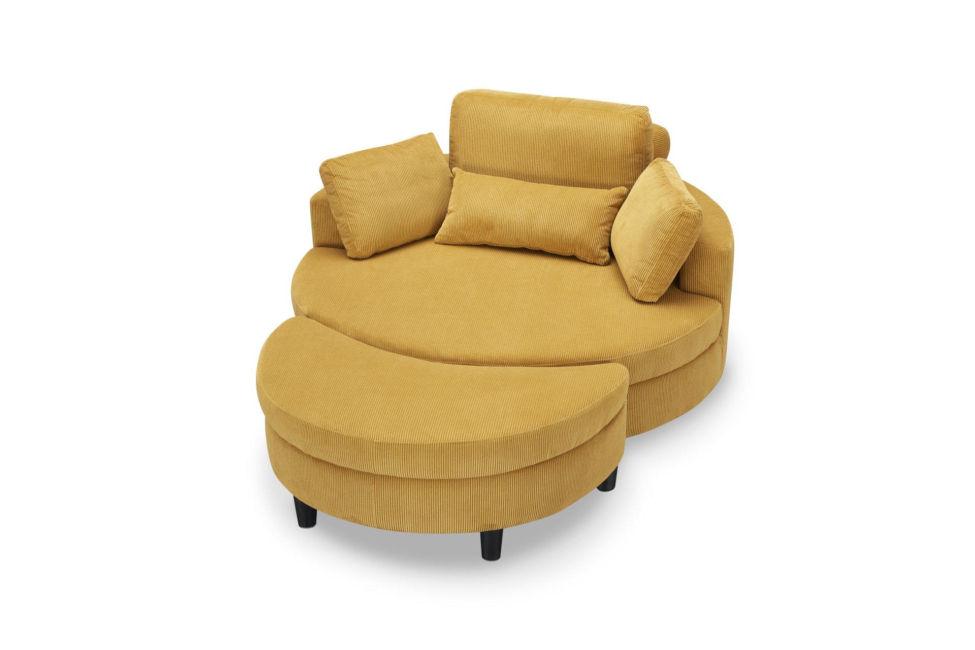 Corduroy Sofa With Two Throw Pillows And A Waist Pillow With An Extra Tray For Comfortable Seating Suitable For Small Apartment Bedroom Space - Yellow - Image 8