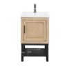 Modern Freestanding Bathroom Vanity With Ceramic Sink, Hot And Cold Faucet, 1 Door Cabinet & Open Iron Shelf, Magnesium Oxide And Iron Frame - Natural - Image 7