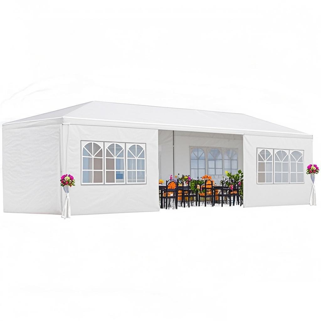10X30' Outdoor Garden Gazebo Wedding Party Tent Canopy Marquee With 8 Removable Sidewalls - White - Image 5