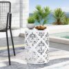 Outdoor Metal End Table, Large - White - Image 2