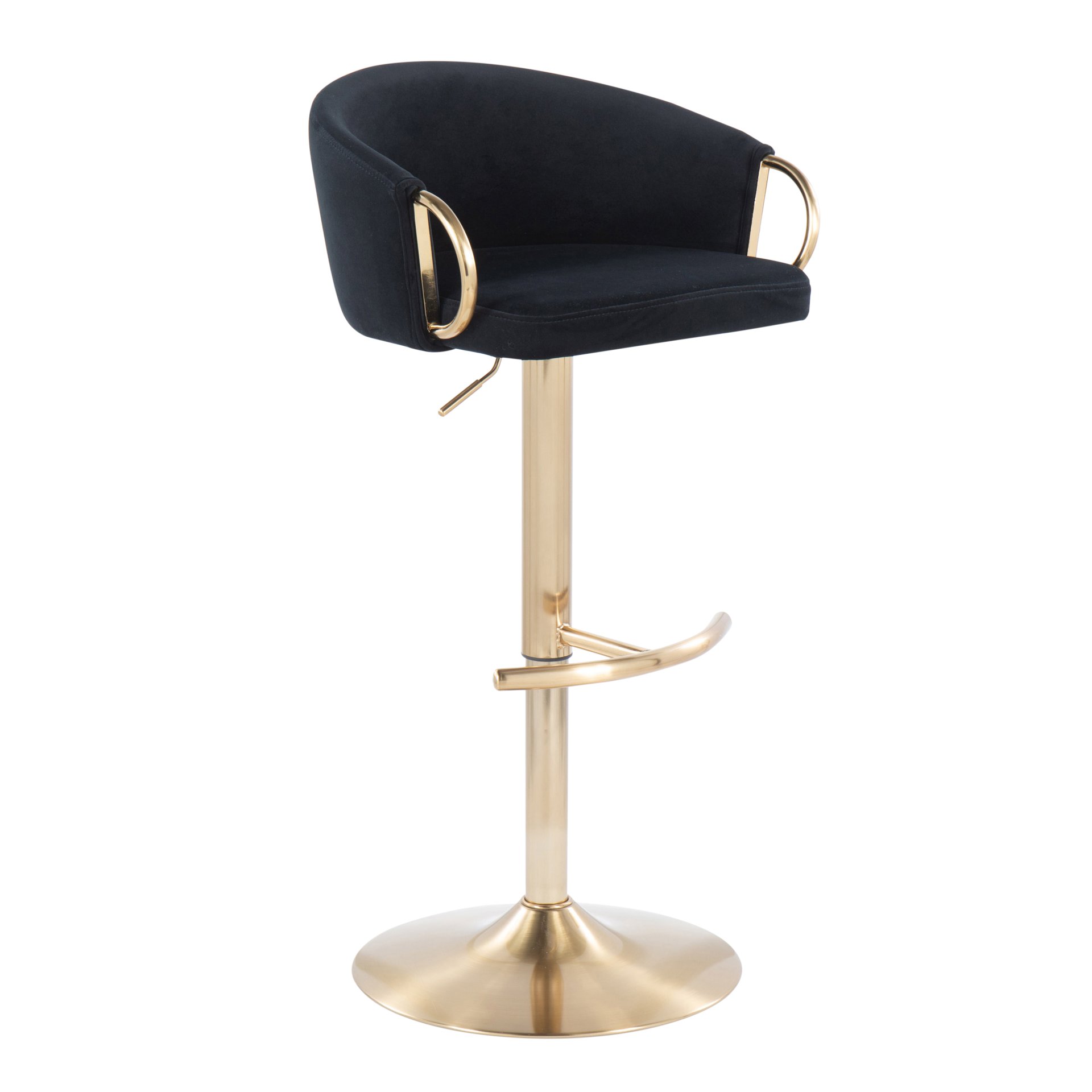 Claire - Contemporary / Glam Adjustable Bar Stool (Set of 2) - Gold / Black - Image 2